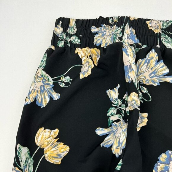 One Womens Jogger Pants Black Floral High Rise Elastic Waist Pockets XS - Picture 4 of 10